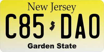 NJ license plate C85DAO