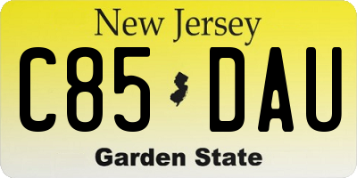 NJ license plate C85DAU