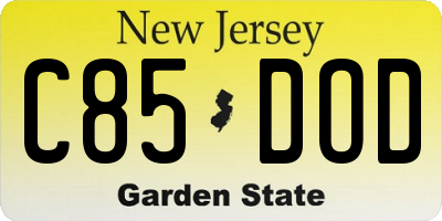 NJ license plate C85DOD