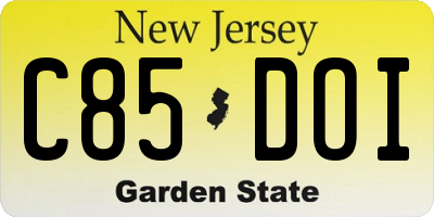 NJ license plate C85DOI