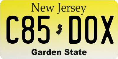 NJ license plate C85DOX