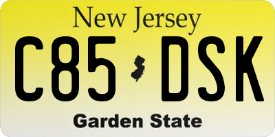 NJ license plate C85DSK