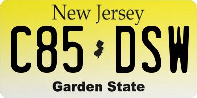 NJ license plate C85DSW