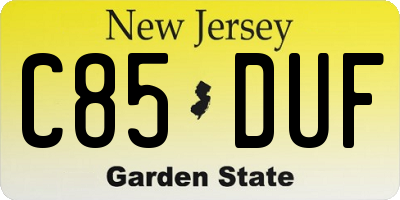 NJ license plate C85DUF