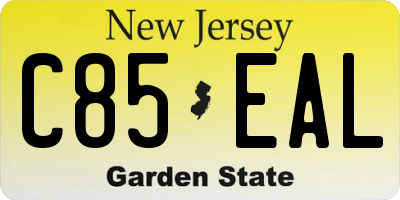 NJ license plate C85EAL