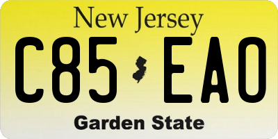 NJ license plate C85EAO