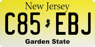 NJ license plate C85EBJ