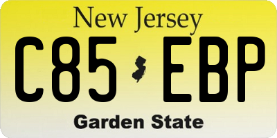NJ license plate C85EBP