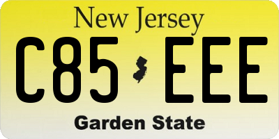 NJ license plate C85EEE