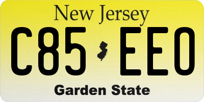 NJ license plate C85EEO