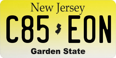 NJ license plate C85EON