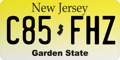 NJ license plate C85FHZ