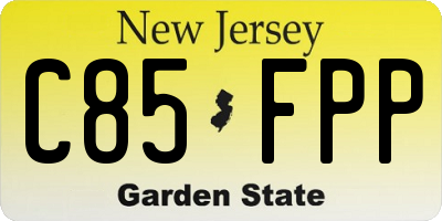 NJ license plate C85FPP