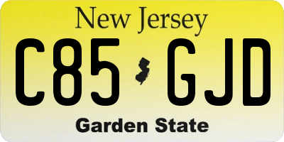 NJ license plate C85GJD