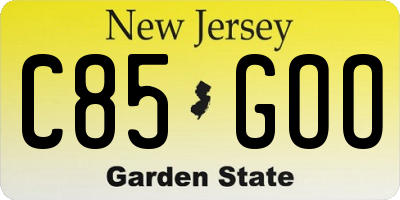 NJ license plate C85GOO