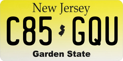 NJ license plate C85GQU