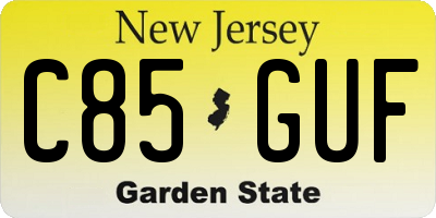 NJ license plate C85GUF