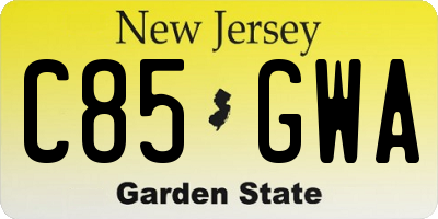 NJ license plate C85GWA