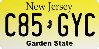 NJ license plate C85GYC