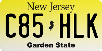 NJ license plate C85HLK