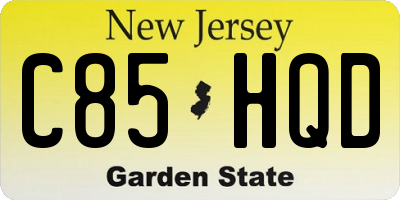 NJ license plate C85HQD