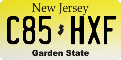 NJ license plate C85HXF