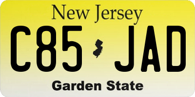 NJ license plate C85JAD