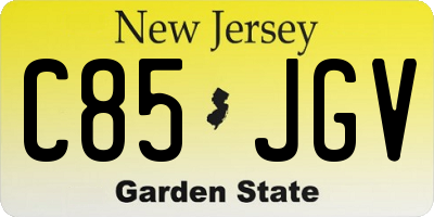 NJ license plate C85JGV