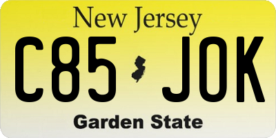 NJ license plate C85JOK