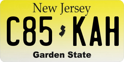 NJ license plate C85KAH