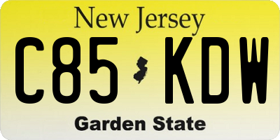 NJ license plate C85KDW