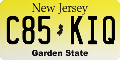 NJ license plate C85KIQ