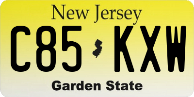 NJ license plate C85KXW