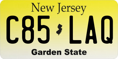 NJ license plate C85LAQ