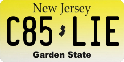 NJ license plate C85LIE
