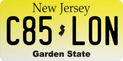 NJ license plate C85LON