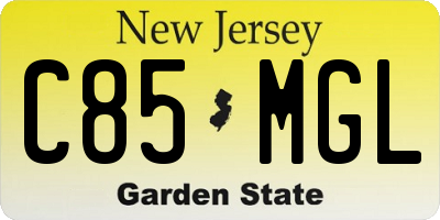 NJ license plate C85MGL