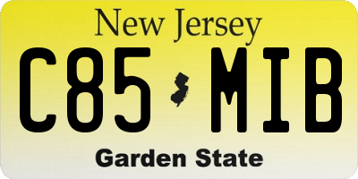 NJ license plate C85MIB