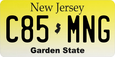 NJ license plate C85MNG