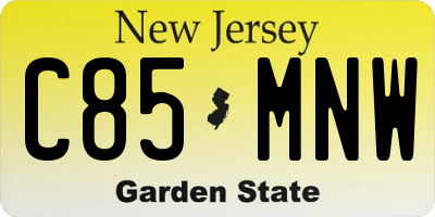 NJ license plate C85MNW