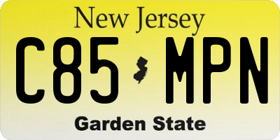 NJ license plate C85MPN