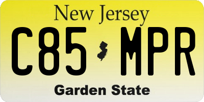 NJ license plate C85MPR