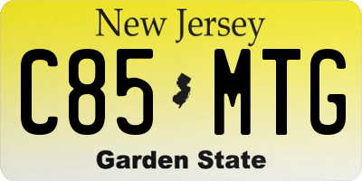 NJ license plate C85MTG