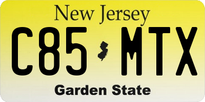 NJ license plate C85MTX