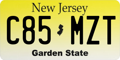 NJ license plate C85MZT