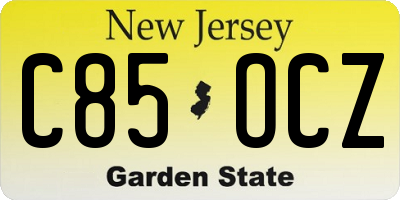 NJ license plate C85OCZ