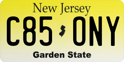 NJ license plate C85ONY