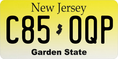 NJ license plate C85OQP