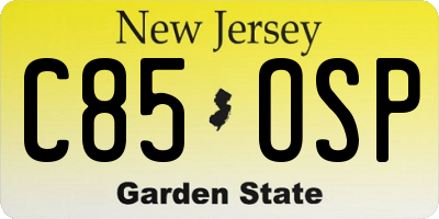 NJ license plate C85OSP
