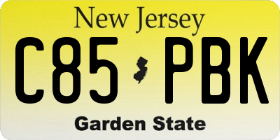 NJ license plate C85PBK